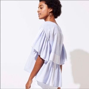 LOFT Blue White Stripe Blouse